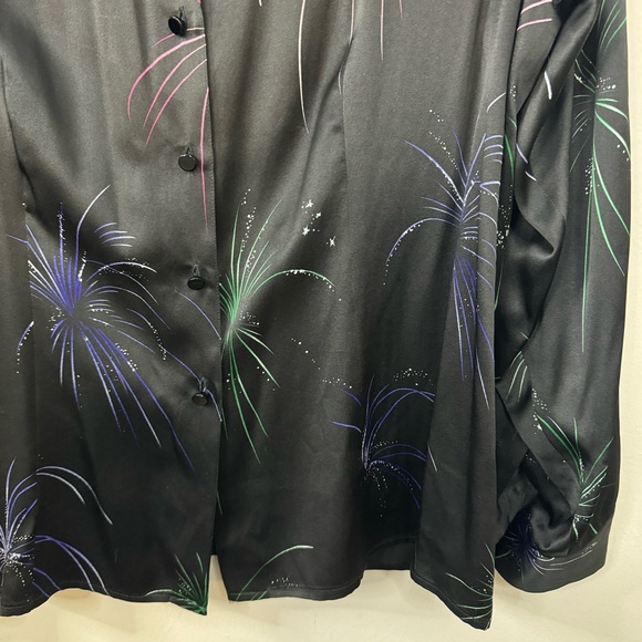 Elisabeth by Liz Claiborne Vintage 100% Silk Button Up Graphic Novelty Print 18 - Picture 5 of 9